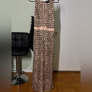 Gold Embellished Maxi Evening Gown